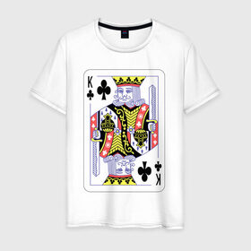 Мужская футболка хлопок с принтом Король треф в Белгороде, 100% хлопок | прямой крой, круглый вырез горловины, длина до линии бедер, слегка спущенное плечо. | карты | колода | крести | масть