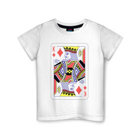 Детская футболка хлопок с принтом Король буби в Белгороде, 100% хлопок | круглый вырез горловины, полуприлегающий силуэт, длина до линии бедер | азарт | атласная | бубей | бубны | карты | колода | масть