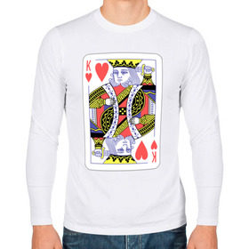 Мужской лонгслив хлопок с принтом Король черви в Белгороде, 100% хлопок |  | Тематика изображения на принте: азарт | атласная | карты | колода | масть | покер | червей | черви