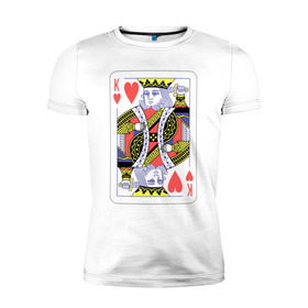 Мужская футболка премиум с принтом Король черви в Белгороде, 92% хлопок, 8% лайкра | приталенный силуэт, круглый вырез ворота, длина до линии бедра, короткий рукав | Тематика изображения на принте: азарт | атласная | карты | колода | масть | покер | червей | черви