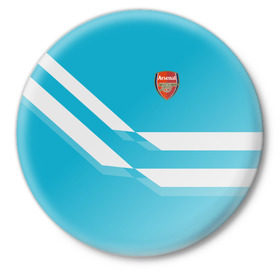 Значок с принтом Арсенал / FC Arsenal 2018 Blue в Белгороде,  металл | круглая форма, металлическая застежка в виде булавки | 