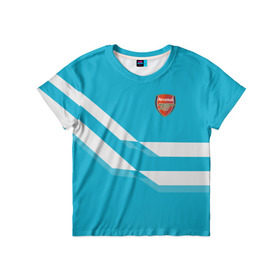 Детская футболка 3D с принтом Арсенал / FC Arsenal 2018 Blue в Белгороде, 100% гипоаллергенный полиэфир | прямой крой, круглый вырез горловины, длина до линии бедер, чуть спущенное плечо, ткань немного тянется | 