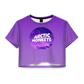 Женская футболка 3D укороченная с принтом Arctic Monkeys в Белгороде, 100% полиэстер | круглая горловина, длина футболки до линии талии, рукава с отворотами | алекс тёрнер | арктик | арктические мартышки | гаражный | группа | джейми кук | инди рок | манкис | музыка | мэтт хелдер | ник о мэлли | обезьяна | постпанк ривайвл | психоделический | рок
