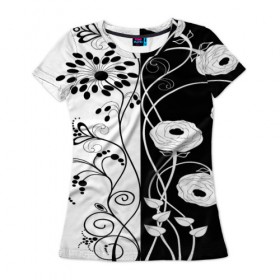Женская футболка 3D с принтом Мак в Белгороде, 100% полиэфир ( синтетическое хлопкоподобное полотно) | прямой крой, круглый вырез горловины, длина до линии бедер | blossom | flower | garden stuff | green stuff | бабочки | узор | цветочный орнамент | цветы | цеточный узор