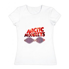 Женская футболка хлопок с принтом Arctic Monkeys в Белгороде, 100% хлопок | прямой крой, круглый вырез горловины, длина до линии бедер, слегка спущенное плечо | 