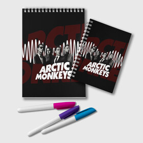 Блокнот с принтом Группа Arctic Monkeys в Белгороде, 100% бумага | 48 листов, плотность листов — 60 г/м2, плотность картонной обложки — 250 г/м2. Листы скреплены удобной пружинной спиралью. Цвет линий — светло-серый
 | Тематика изображения на принте: алекс тёрнер | арктик | арктические мартышки | гаражный | группа | дж ейми кук | инди рок | манкис | музыка | мэтт хелдер | ник о мэлли | обезьяна | постпанк ривайвл | психоделический | рок