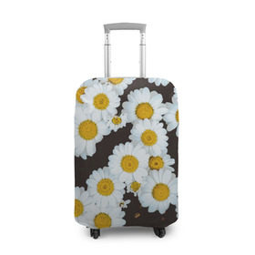 Чехол для чемодана 3D с принтом Аромашки в Белгороде, 86% полиэфир, 14% спандекс | двустороннее нанесение принта, прорези для ручек и колес | белый | желтый | красивые | красота | мода | модные | природа | растения | ромашка | ромашки | текстура | тренды | цветы
