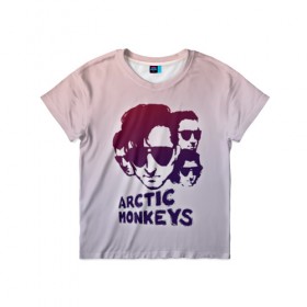 Детская футболка 3D с принтом Группа Arctic Monkeys в Белгороде, 100% гипоаллергенный полиэфир | прямой крой, круглый вырез горловины, длина до линии бедер, чуть спущенное плечо, ткань немного тянется | 