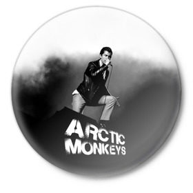 Значок с принтом Солист Arctic Monkeys в Белгороде,  металл | круглая форма, металлическая застежка в виде булавки | алекс тёрнер | арктик | арктические мартышки | гаражный | группа | джейми кук | инди рок | манкис | музыка | мэтт хелдер | ник о мэлли | обезьяна | постпанк ривайвл | психоделический | рок