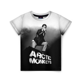 Детская футболка 3D с принтом Солист Arctic Monkeys в Белгороде, 100% гипоаллергенный полиэфир | прямой крой, круглый вырез горловины, длина до линии бедер, чуть спущенное плечо, ткань немного тянется | Тематика изображения на принте: алекс тёрнер | арктик | арктические мартышки | гаражный | группа | джейми кук | инди рок | манкис | музыка | мэтт хелдер | ник о мэлли | обезьяна | постпанк ривайвл | психоделический | рок