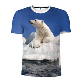 Мужская футболка 3D спортивная с принтом Арктика в Белгороде, 100% полиэстер с улучшенными характеристиками | приталенный силуэт, круглая горловина, широкие плечи, сужается к линии бедра | animals | bear | ice | nature | polar bear | power | travel | белый медведь | животные | лёд | медведь | природа | путешествия | сила | снег