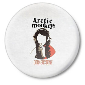 Значок с принтом Arctic Monkeys cornerstone в Белгороде,  металл | круглая форма, металлическая застежка в виде булавки | алекс тёрнер | арктик | арктические мартышки | гаражный | группа | джейми кук | инди рок | манкис | музыка | мэтт хелдер | ник о мэлли | обезьяна | постпанк ривайвл | психоделический | рок