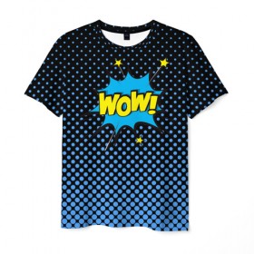 Мужская футболка 3D с принтом Вау! в Белгороде, 100% полиэфир | прямой крой, круглый вырез горловины, длина до линии бедер | comix | wow | вау | комикс