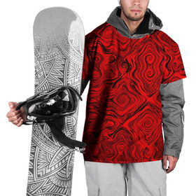 Накидка на куртку 3D с принтом Tie-Dye red в Белгороде, 100% полиэстер |  | волны | красный | разводы | текстура
