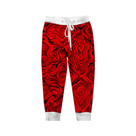 Детские брюки 3D с принтом Tie-Dye red в Белгороде, 100% полиэстер | манжеты по низу, эластичный пояс регулируется шнурком, по бокам два кармана без застежек, внутренняя часть кармана из мелкой сетки | волны | красный | разводы | текстура