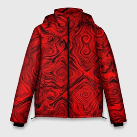 Мужская зимняя куртка 3D с принтом Tie-Dye red в Белгороде, верх — 100% полиэстер; подкладка — 100% полиэстер; утеплитель — 100% полиэстер | длина ниже бедра, свободный силуэт Оверсайз. Есть воротник-стойка, отстегивающийся капюшон и ветрозащитная планка. 

Боковые карманы с листочкой на кнопках и внутренний карман на молнии. | волны | красный | разводы | текстура