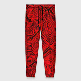 Женские брюки 3D с принтом Tie-Dye red в Белгороде, полиэстер 100% | прямой крой, два кармана без застежек по бокам, с мягкой трикотажной резинкой на поясе и по низу штанин. В поясе для дополнительного комфорта — широкие завязки | Тематика изображения на принте: волны | красный | разводы | текстура