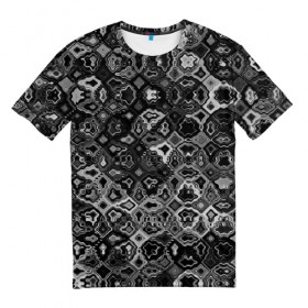 Мужская футболка 3D с принтом абстракция кусочков в Белгороде, 100% полиэфир | прямой крой, круглый вырез горловины, длина до линии бедер | волны | мозаика | оптические | узоры | фрактал