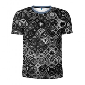 Мужская футболка 3D спортивная с принтом абстракция кусочков в Белгороде, 100% полиэстер с улучшенными характеристиками | приталенный силуэт, круглая горловина, широкие плечи, сужается к линии бедра | волны | мозаика | оптические | узоры | фрактал