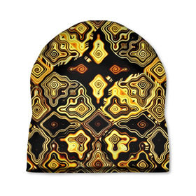 Шапка 3D с принтом Gold luxury в Белгороде, 100% полиэстер | универсальный размер, печать по всей поверхности изделия | Тематика изображения на принте: волны | разводы | узоры