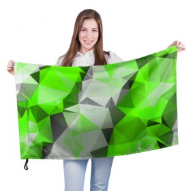 Флаг 3D с принтом Sport Abstract 2018 Green в Белгороде, 100% полиэстер | плотность ткани — 95 г/м2, размер — 67 х 109 см. Принт наносится с одной стороны | абстракция | геометрия | желтый | краски | линии | мода | модные | пирамиды | полосы | серый | тренды | треугольники | узоры | фигуры | цвет