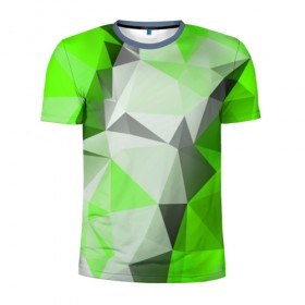 Мужская футболка 3D спортивная с принтом Sport Abstract 2018 Green в Белгороде, 100% полиэстер с улучшенными характеристиками | приталенный силуэт, круглая горловина, широкие плечи, сужается к линии бедра | абстракция | геометрия | желтый | краски | линии | мода | модные | пирамиды | полосы | серый | тренды | треугольники | узоры | фигуры | цвет