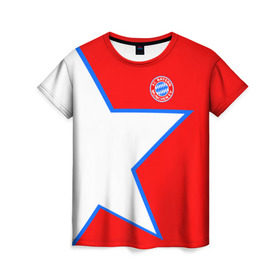 Женская футболка 3D с принтом ФК Бавария 2018 в Белгороде, 100% полиэфир ( синтетическое хлопкоподобное полотно) | прямой крой, круглый вырез горловины, длина до линии бедер | bayern | fly fc | бавария | спорт | футбольный клуб
