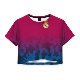 Женская футболка 3D укороченная с принтом Real Madrid 2018 Military 2 в Белгороде, 100% полиэстер | круглая горловина, длина футболки до линии талии, рукава с отворотами | emirates | fc | real madrid | клуб | реал мадрид