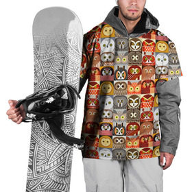 Накидка на куртку 3D с принтом Совы Плитка в Белгороде, 100% полиэстер |  | ассорти | вид | глаза | квадраты | кубики | орнитолог | паттерн | принт | птица | сова | филин