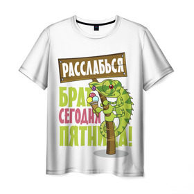Мужская футболка 3D с принтом Сегодня пятница ! в Белгороде, 100% полиэфир | прямой крой, круглый вырез горловины, длина до линии бедер | брат | мороженное | надпись | ящерица