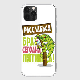 Чехол для iPhone 12 Pro с принтом Сегодня пятница ! в Белгороде, силикон | область печати: задняя сторона чехла, без боковых панелей | брат | мороженное | надпись | ящерица