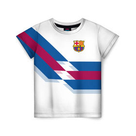 Детская футболка 3D с принтом FC Barcelona #8 в Белгороде, 100% гипоаллергенный полиэфир | прямой крой, круглый вырез горловины, длина до линии бедер, чуть спущенное плечо, ткань немного тянется | fcb | барселона | геометрия | футбольный клуб