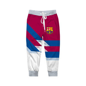 Детские брюки 3D с принтом FC Barcelona #4 в Белгороде, 100% полиэстер | манжеты по низу, эластичный пояс регулируется шнурком, по бокам два кармана без застежек, внутренняя часть кармана из мелкой сетки | Тематика изображения на принте: 