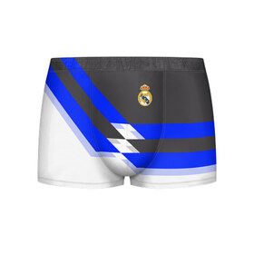 Мужские трусы 3D с принтом Real Madrid 2018 в Белгороде, 50% хлопок, 50% полиэстер | классическая посадка, на поясе мягкая тканевая резинка | Тематика изображения на принте: реал мадрид | эмблема