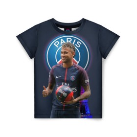 Детская футболка 3D с принтом Neymar PSG в Белгороде, 100% гипоаллергенный полиэфир | прямой крой, круглый вырез горловины, длина до линии бедер, чуть спущенное плечо, ткань немного тянется | Тематика изображения на принте: neymar psg | неймар | неймар псж | псж | футбол