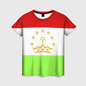 Женская футболка 3D с принтом Флаг Таджикистана в Белгороде, 100% полиэфир ( синтетическое хлопкоподобное полотно) | прямой крой, круглый вырез горловины, длина до линии бедер | парчами точикистон | таджикистан | точикистон | флаг | флаг таджикистана