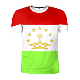 Мужская футболка 3D спортивная с принтом Флаг Таджикистана в Белгороде, 100% полиэстер с улучшенными характеристиками | приталенный силуэт, круглая горловина, широкие плечи, сужается к линии бедра | Тематика изображения на принте: парчами точикистон | таджикистан | точикистон | флаг | флаг таджикистана