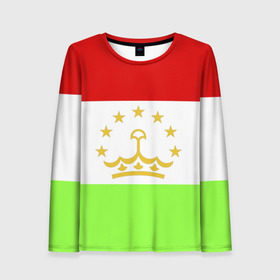 Женский лонгслив 3D с принтом Флаг Таджикистана в Белгороде, 100% полиэстер | длинные рукава, круглый вырез горловины, полуприлегающий силуэт | парчами точикистон | таджикистан | точикистон | флаг | флаг таджикистана