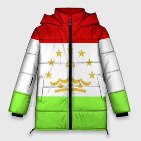 Женская зимняя куртка 3D с принтом Флаг Таджикистана в Белгороде, верх — 100% полиэстер; подкладка — 100% полиэстер; утеплитель — 100% полиэстер | длина ниже бедра, силуэт Оверсайз. Есть воротник-стойка, отстегивающийся капюшон и ветрозащитная планка. 

Боковые карманы с листочкой на кнопках и внутренний карман на молнии | парчами точикистон | таджикистан | точикистон | флаг | флаг таджикистана
