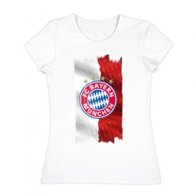 Женская футболка хлопок с принтом Bayern Munchen - Vintage style No. 3 в Белгороде, 100% хлопок | прямой крой, круглый вырез горловины, длина до линии бедер, слегка спущенное плечо | bayern munchen | fcb | football | бавария мюнхен