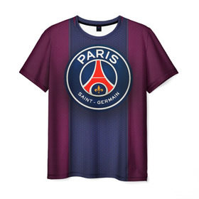 Мужская футболка 3D с принтом Paris Saint-Germain в Белгороде, 100% полиэфир | прямой крой, круглый вырез горловины, длина до линии бедер | Тематика изображения на принте: psg | париж | псж | форма | футбол