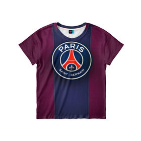 Детская футболка 3D с принтом Paris Saint-Germain в Белгороде, 100% гипоаллергенный полиэфир | прямой крой, круглый вырез горловины, длина до линии бедер, чуть спущенное плечо, ткань немного тянется | psg | париж | псж | форма | футбол