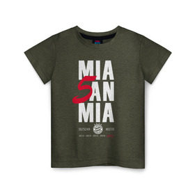 Детская футболка хлопок с принтом Bayern Munchen - Mia San Mia в Белгороде, 100% хлопок | круглый вырез горловины, полуприлегающий силуэт, длина до линии бедер | Тематика изображения на принте: bayern munchen | fcb | football | бавария мюнхен