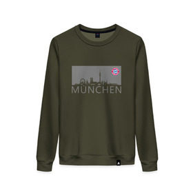 Женский свитшот хлопок с принтом Bayern Munchen - Munchen City grey (2018) в Белгороде, 100% хлопок | прямой крой, круглый вырез, на манжетах и по низу широкая трикотажная резинка  | bayern munchen | fcb | football | бавария мюнхен