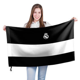 Флаг 3D с принтом Real Madrid Black Collection в Белгороде, 100% полиэстер | плотность ткани — 95 г/м2, размер — 67 х 109 см. Принт наносится с одной стороны | emirates | fc | real madrid | клуб | мяч | реал мадрид