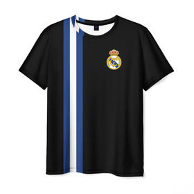 Мужская футболка 3D с принтом Real Madrid Line Collection в Белгороде, 100% полиэфир | прямой крой, круглый вырез горловины, длина до линии бедер | Тематика изображения на принте: emirates | fc | real madrid | клуб | мяч | реал мадрид