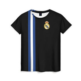 Женская футболка 3D с принтом Real Madrid Line Collection в Белгороде, 100% полиэфир ( синтетическое хлопкоподобное полотно) | прямой крой, круглый вырез горловины, длина до линии бедер | emirates | fc | real madrid | клуб | мяч | реал мадрид