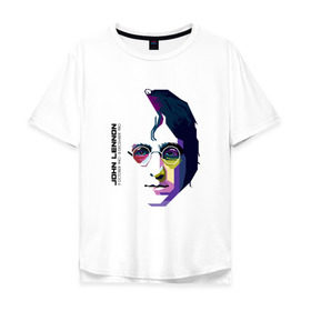 Мужская футболка хлопок Oversize с принтом Джон Ленон в Белгороде, 100% хлопок | свободный крой, круглый ворот, “спинка” длиннее передней части | john lennon | the beatles | битлс | джон леннон