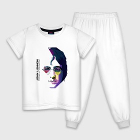 Детская пижама хлопок с принтом Джон Ленон в Белгороде, 100% хлопок |  брюки и футболка прямого кроя, без карманов, на брюках мягкая резинка на поясе и по низу штанин
 | john lennon | the beatles | битлс | джон леннон