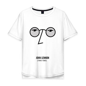 Мужская футболка хлопок Oversize с принтом Джон Ленон 1 в Белгороде, 100% хлопок | свободный крой, круглый ворот, “спинка” длиннее передней части | Тематика изображения на принте: 